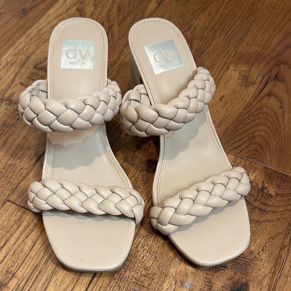 DV by Dolce Vita Women's Cream Braided Sandals / Heels
